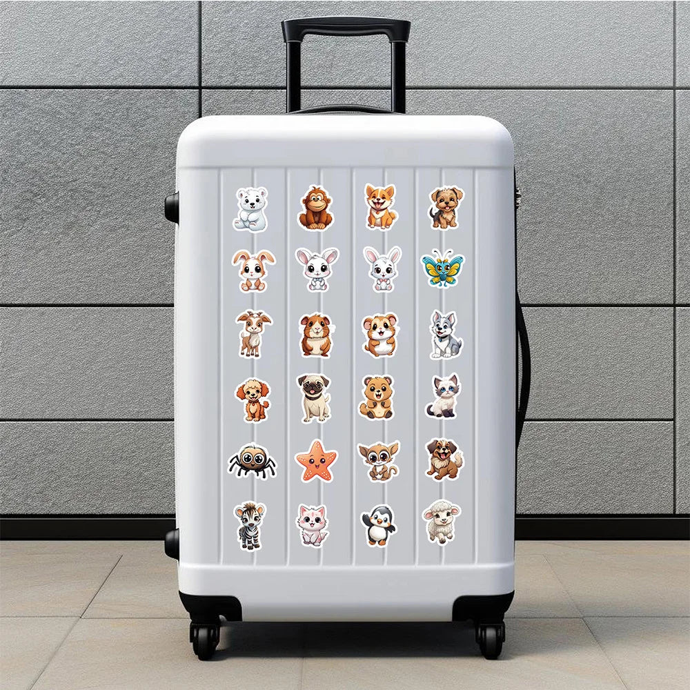 10/30/50/100pcs Cute Cartoon Baby Animals Stickers Kawaii Graffiti Decals Decoration DIY Scrapbook Luggage Phone Sticker Packing