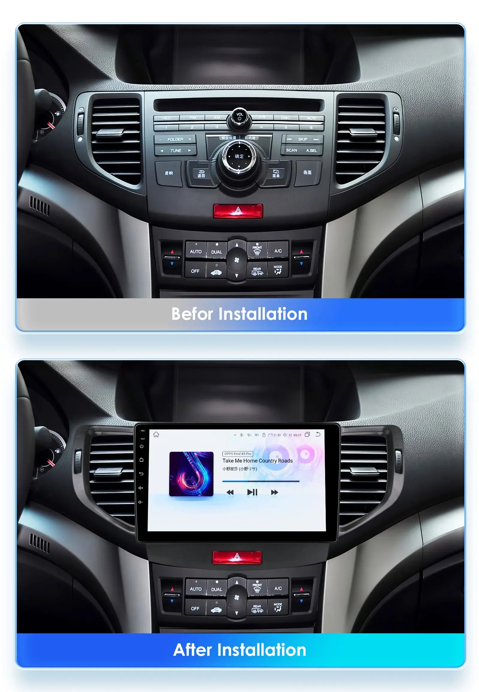 Android 12 for Honda Accord 8 Acura TSX 2008-2012 Auto radio Multimedia Video player GPS navigation Stereo 2din RDS DSP Carplay