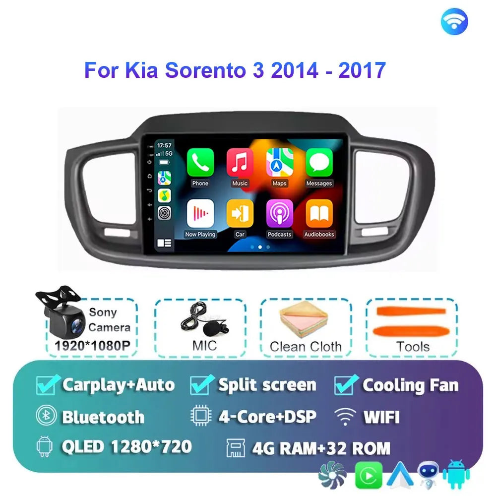 Android 15 For Kia Sorento 3 2014 - 2017 Car Radio Multimedia Video Player Navigation stereo GPS Android 10 No 2din 2 din dvd