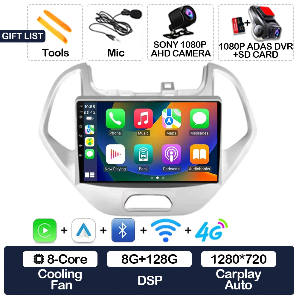 Android 15 Car Radio For Ford FIGO KA 2015 2016 2017 2018 2019 2020 GPS NAVI 4G LTE 5G WIFI QLED Multimedia Video Player 2DIN BT