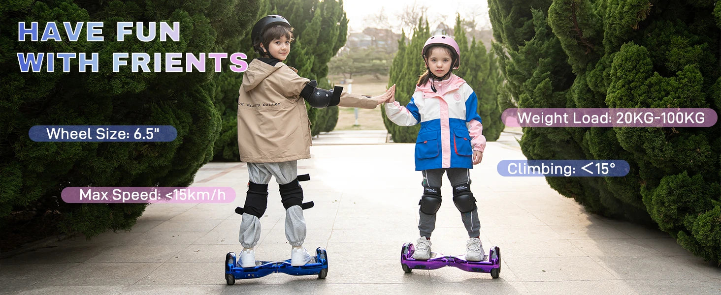 RCB Hoverboard, 6.5 Inch Two Wheel Hoverboard with Bluetooth Speaker with LED Light, Hoverboard Great Gift for Kids and Adults