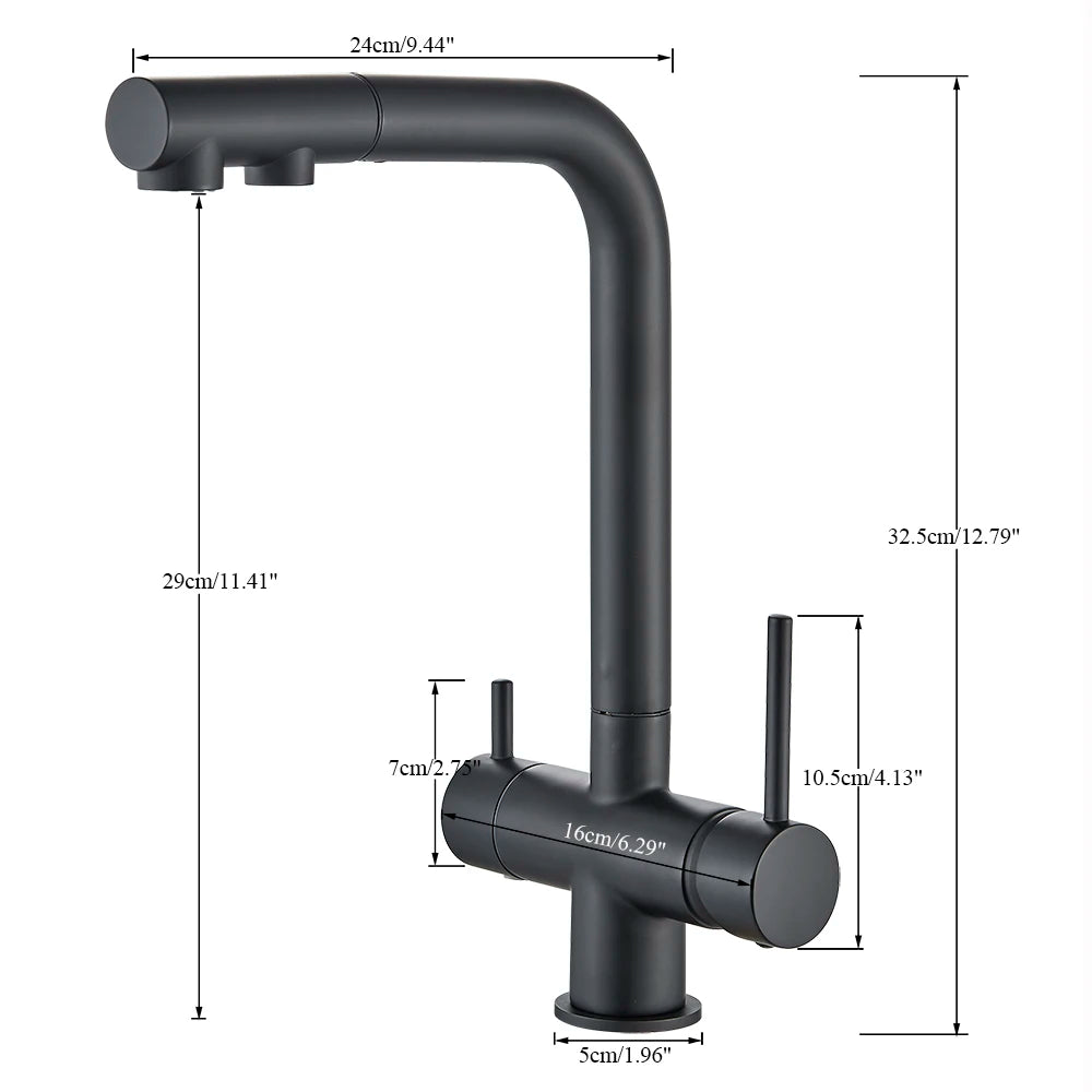 Chrome Filtered Faucet Brass Purifier Kitchen Faucet Dual Handle Drinking Water Vessel Sink Mixer Tap Torneira for Kitchen