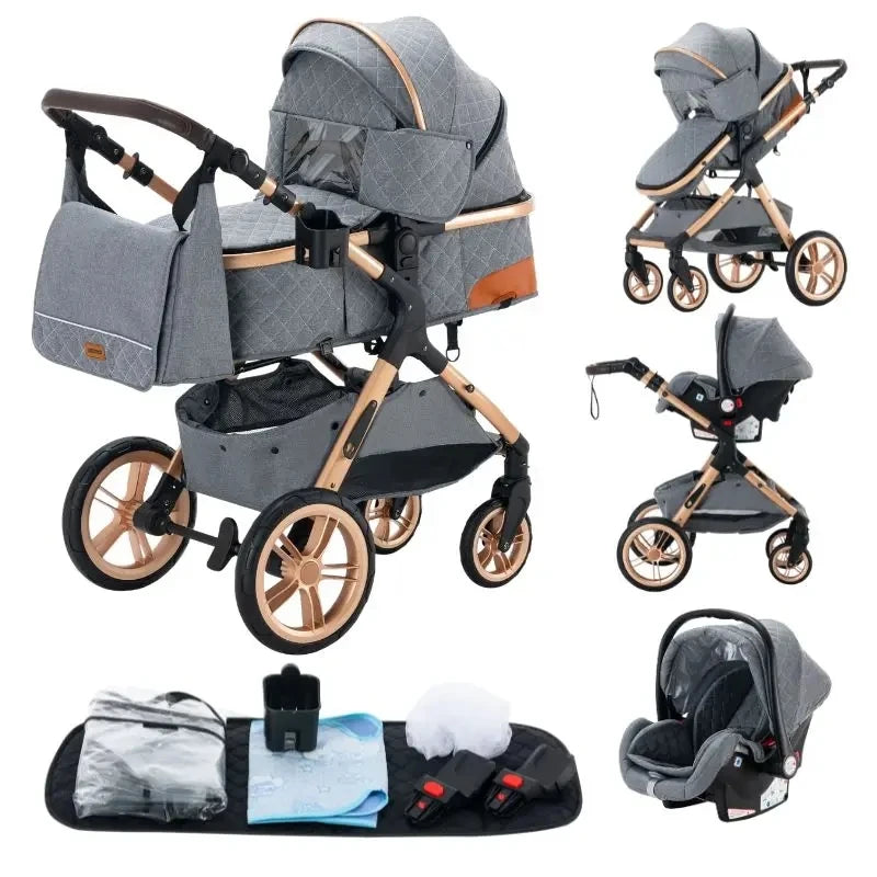 Baby Stroller 3 in 1 Multifunctional Stroller Easy Folding Travel Portable Baby Carriage Safety Seat EU Standard Free Shipping