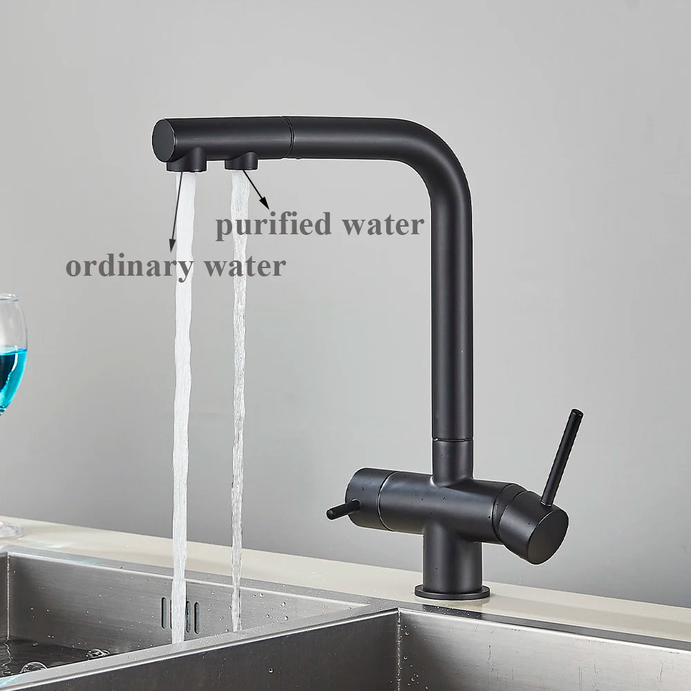 Chrome Filtered Faucet Brass Purifier Kitchen Faucet Dual Handle Drinking Water Vessel Sink Mixer Tap Torneira for Kitchen