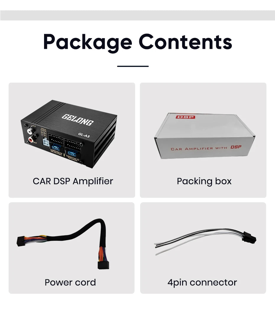 Junsun 4×80W DSP Car Power Amplifier Audio Processor Plug-and-Play Upgrade Deep Bass & Subwoofer Output Improve Sound Quality