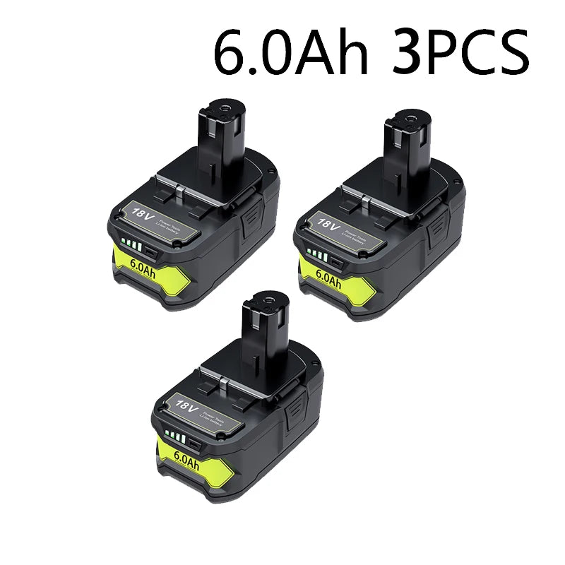 6000mAh For RYOBI 18V Li-Ion Replacement For Ryobi P108 P107 P108 RB18L50 RB18L20 Power Tool Rechargeable Battery And Charger