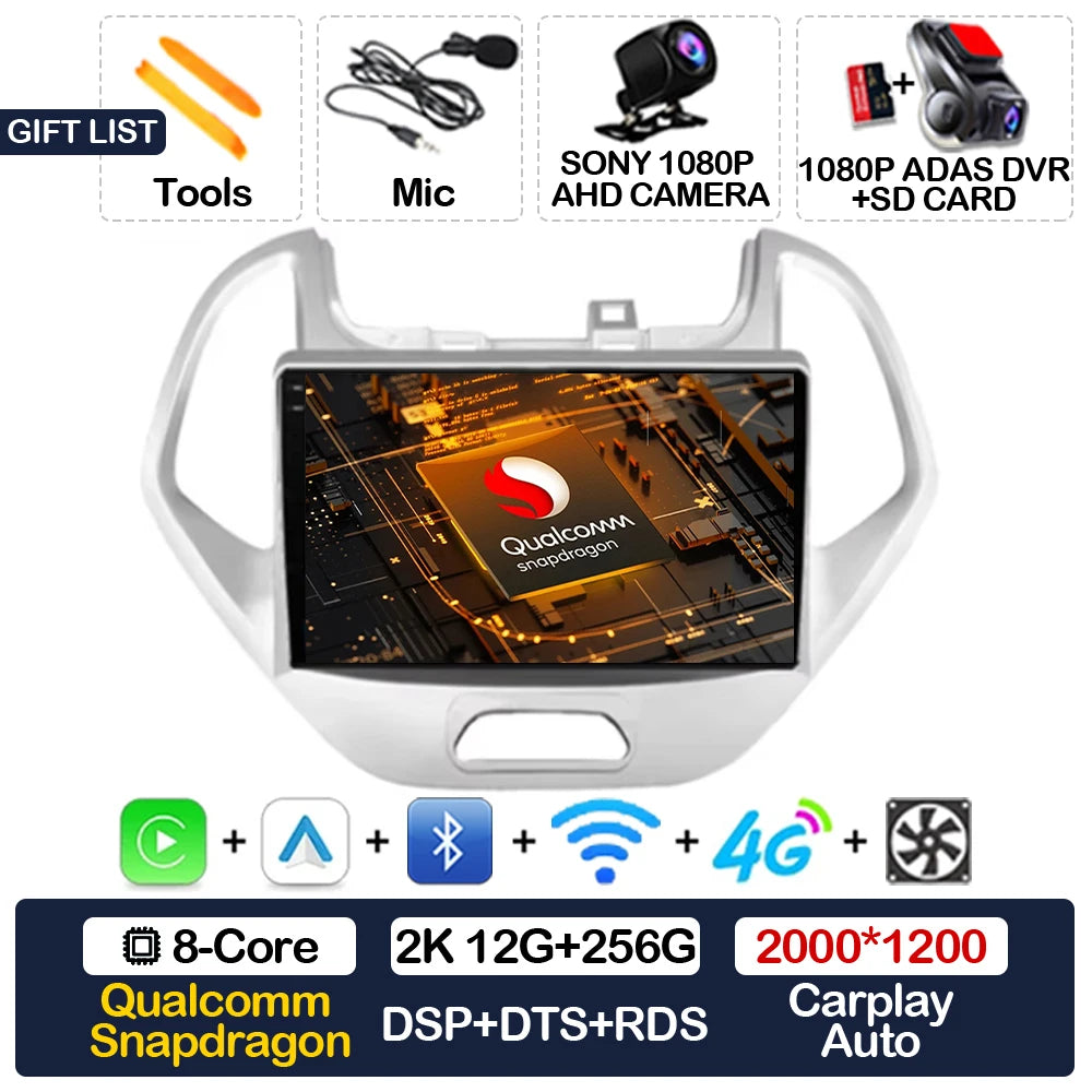Android 15 Car Radio For Ford FIGO KA 2015 2016 2017 2018 2019 2020 GPS NAVI 4G LTE 5G WIFI QLED Multimedia Video Player 2DIN BT