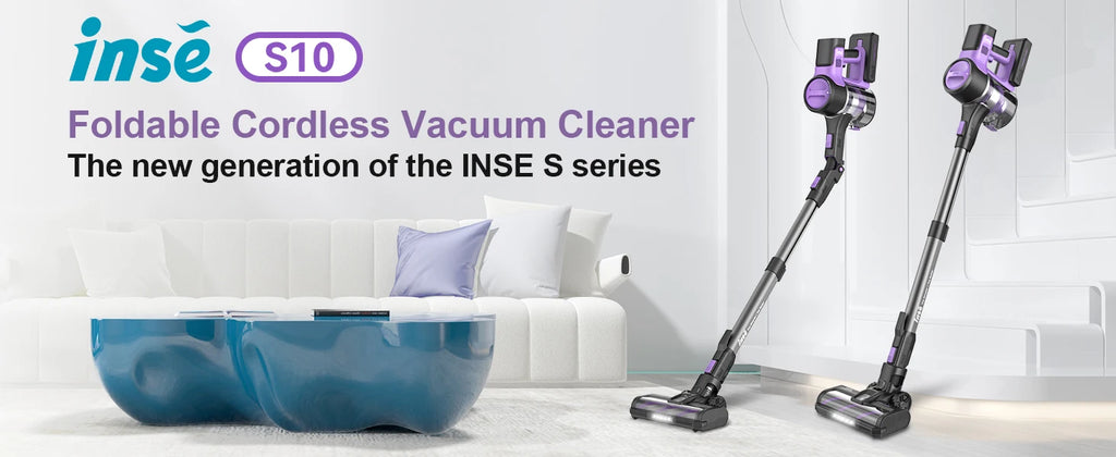 INSE S10 Cordless Vacuum Cleaner, 6-in-1 Stick Vacuum with 45Kpa Powerful Suction, Max 50 Min Runtime Rechargeable Battery