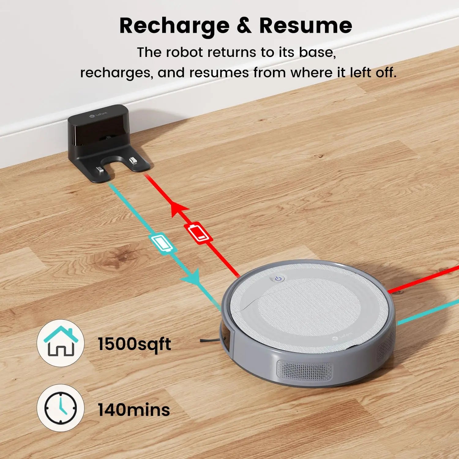 Lefant M310 Robot Vacuum Cleaner, 4500PA Powerful Suction, 180 Minutes, App/Alexa Control, Ideal for Pet Hair and Hard Floors