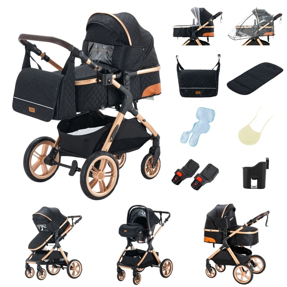 Baby Stroller 3 in 1 Multifunctional Stroller Easy Folding Travel Portable Baby Carriage Safety Seat EU Standard Free Shipping