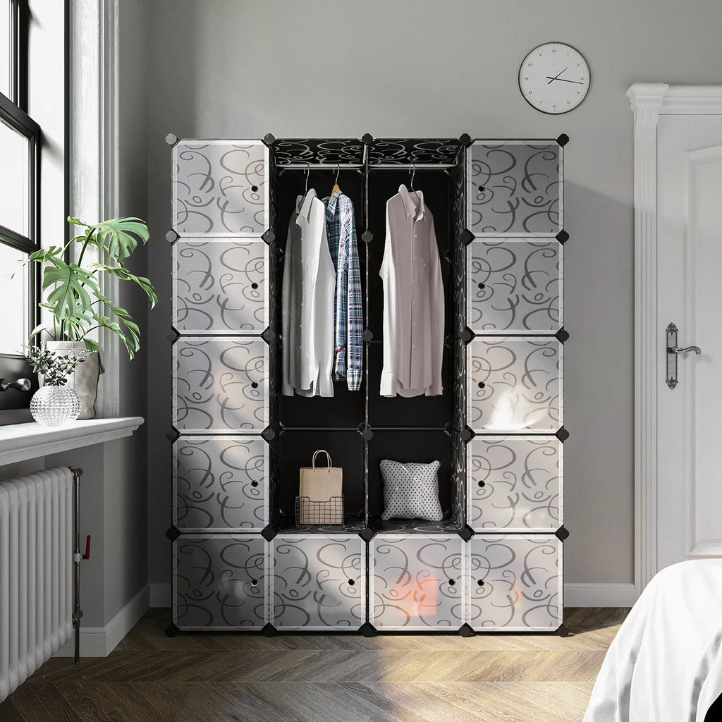 SONGMICS Closet Wardrobe Storage System with 2 Racks 178x143x36cm