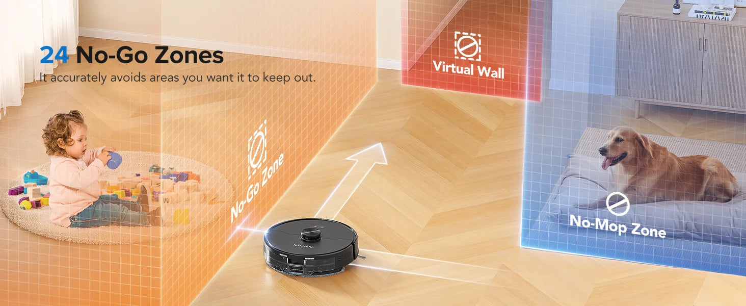 Lubluelu L15 Max  Robot Vacuum Mop Combo 5500Pa Robot Vacuum Auto-Charging  5 Maps 24 No-go Zones 3 In 1 Robot Vacuum Cleaner