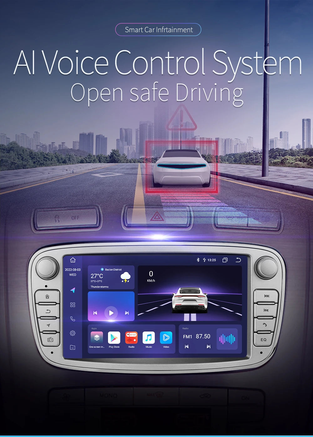 Hizpo 7inch Android Car Radio for Ford Focus S-Max Galaxy C-Max Kuga Mondeo Multimedia Auto CarPlay RDS DSP BT 4G CarPlay SWC