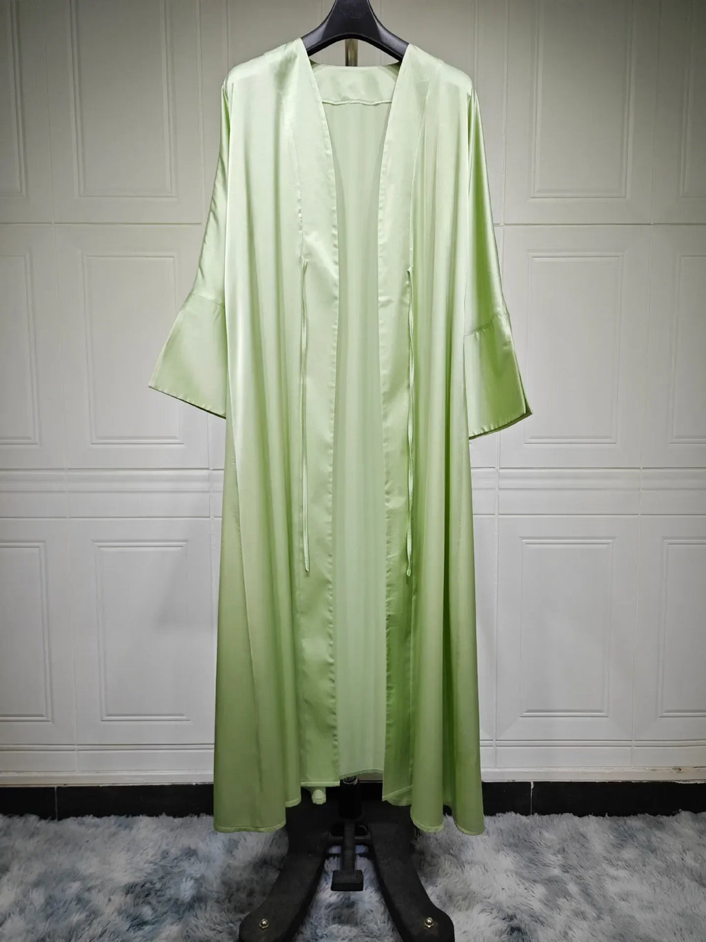Muslim Women Pink Satin Kimono Abaya Damen Dubai Elegant Luxury Kaftan Modest Dress Islam Caftan Marocain Robe Femme Musulmane
