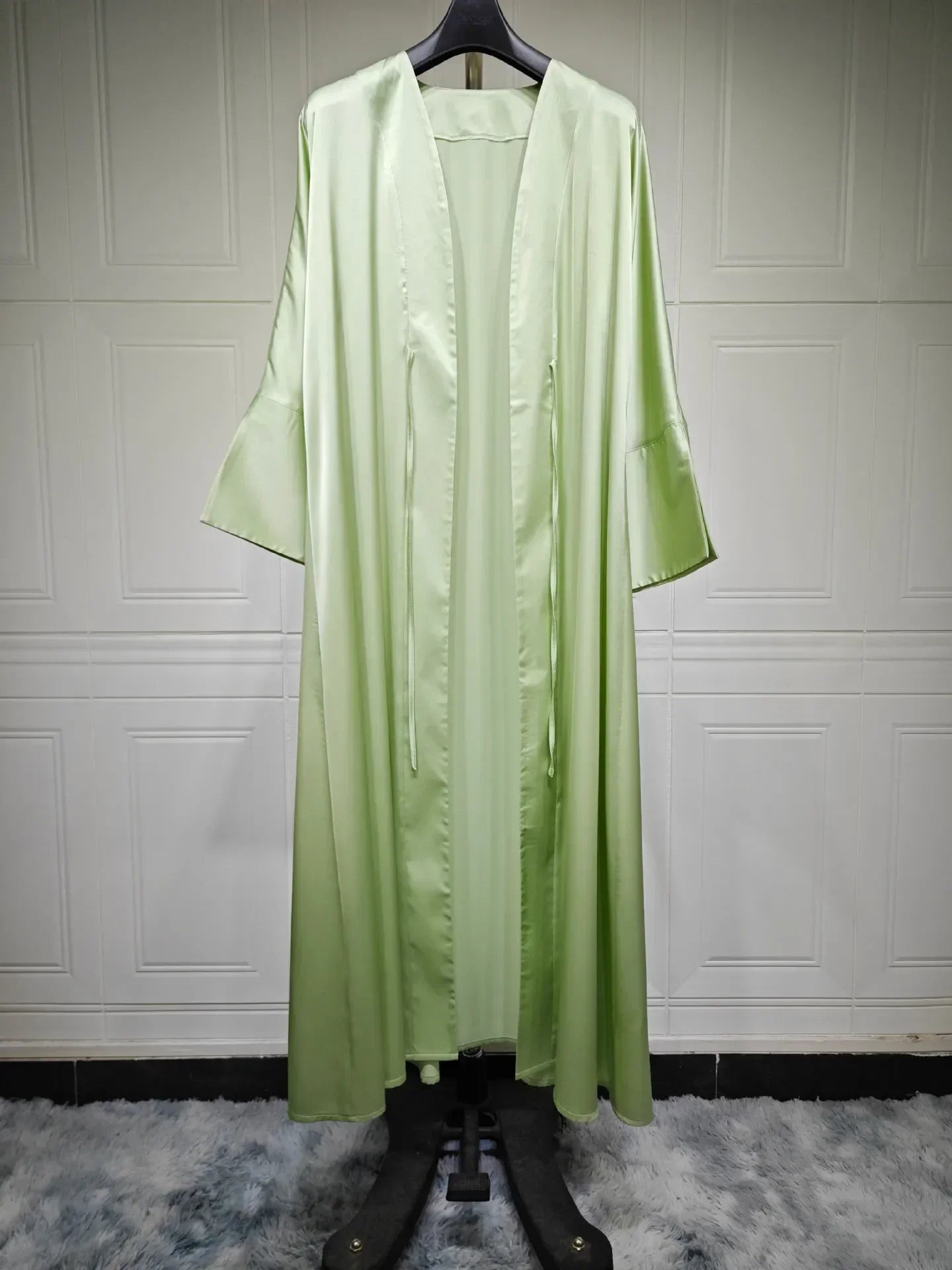 Muslim Women Pink Satin Kimono Abaya Damen Dubai Elegant Luxury Kaftan Modest Dress Islam Caftan Marocain Robe Femme Musulmane