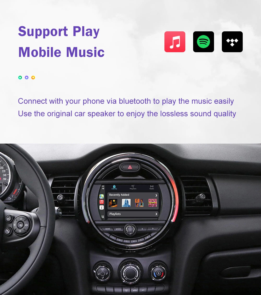 Wireless CarPlay for Mini R55 R56 R57 R58 R59 R60 R61 F54 F55 Clubman Countryman Hardtop John Cooper F56 F57 Android Auto