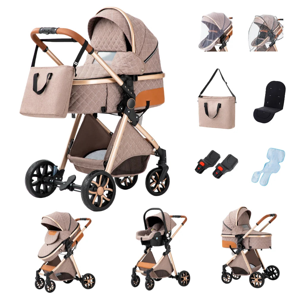 Baby Stroller 3 in 1 Multifunctional Stroller Easy Folding Travel Portable Baby Carriage Safety Seat EU Standard Free Shipping
