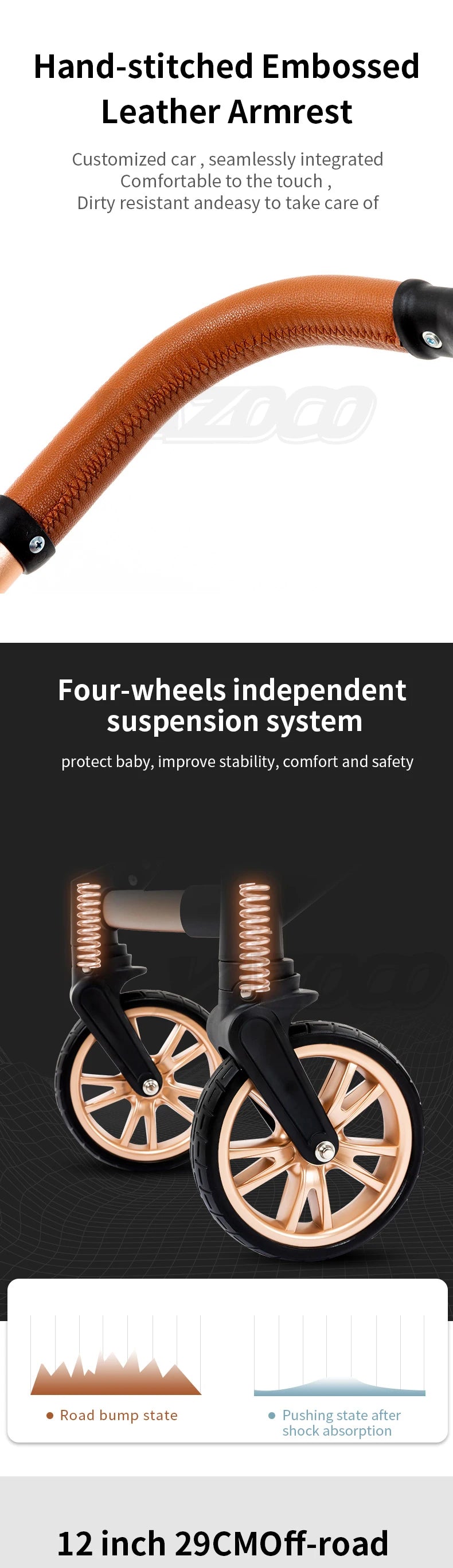 Luxurious Baby Stroller 3 in 1 Portable Travel Baby Carriage Folding Prams High Landscape Aluminum Frame Car for Newborn Baby
