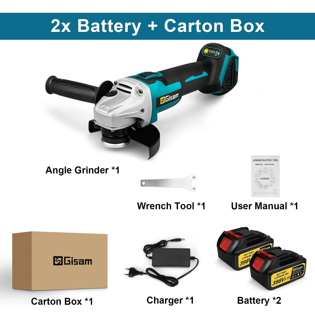 Gisam 125MM Brushless Electric Angle Grinder Variable Speed M14 Cutting Machine Woodworking Tool for Makita 18v Battery Pin