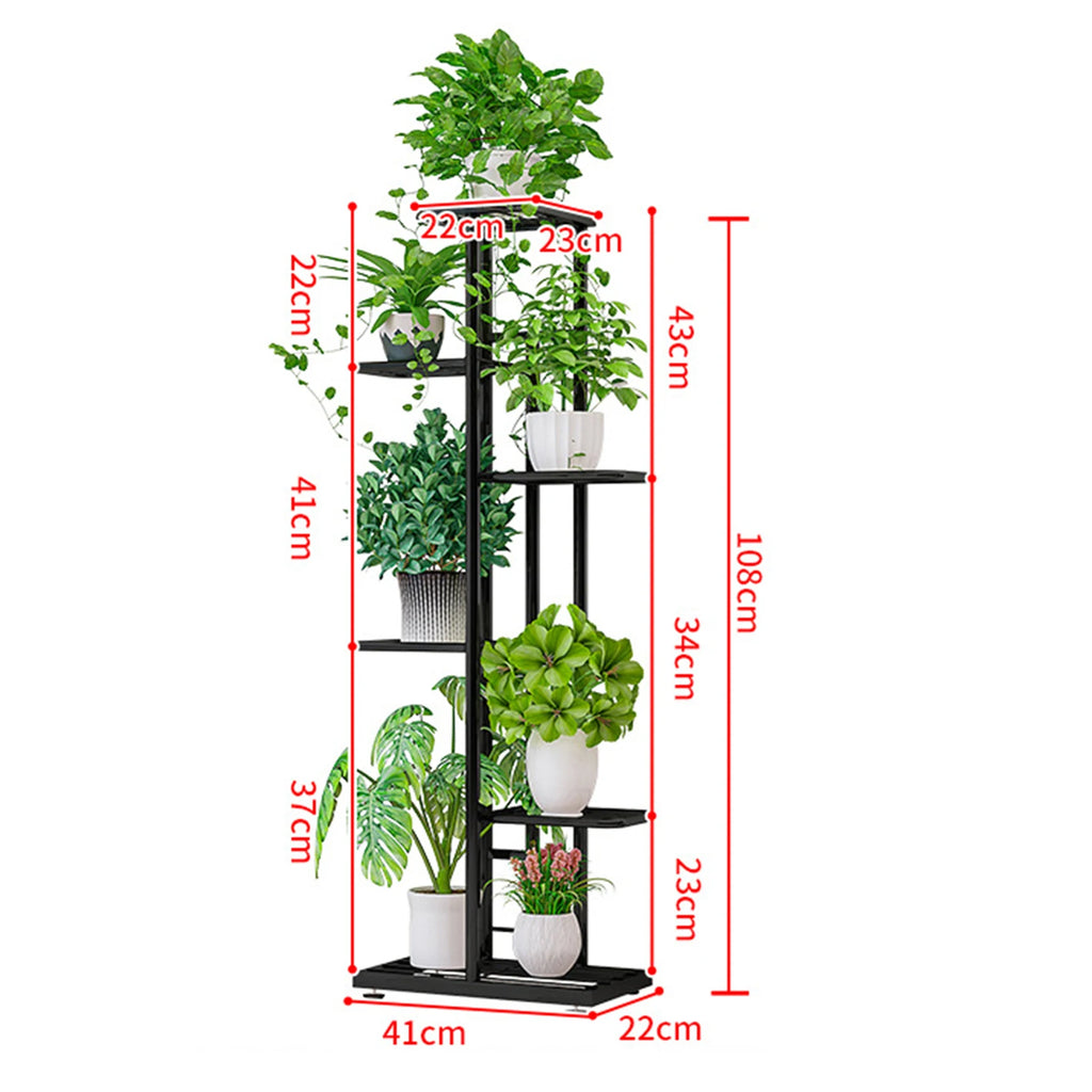 6 Tier Plant Shelves Iron Potted Flower Plant Stand Rack Multiple Flower Pot Holder Shelf Indoor Outdoor Planter Display