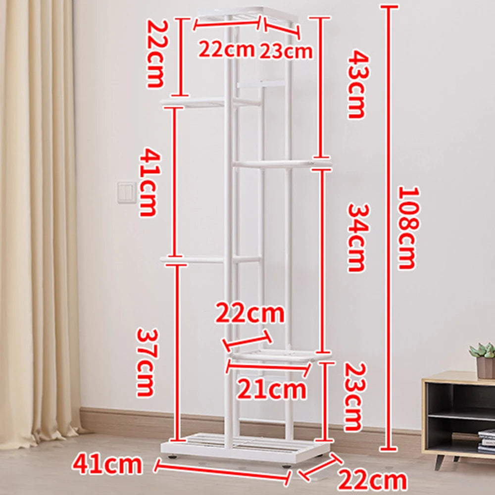 6 Tier Plant Shelves Iron Potted Flower Plant Stand Rack Multiple Flower Pot Holder Shelf Indoor Outdoor Planter Display