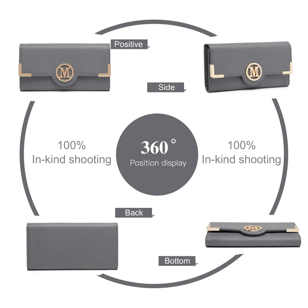 Miss Lulu WOMEN'S purse Long Wallet with zipper PU leather Card hand fan keys Holder Phone Case