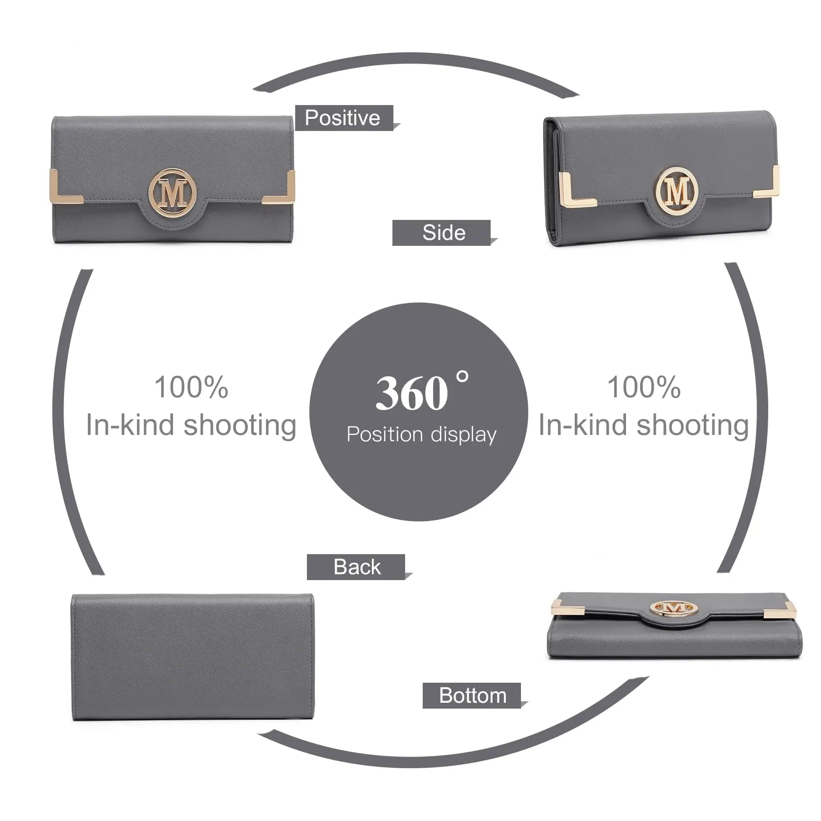 Miss Lulu WOMEN'S purse Long Wallet with zipper PU leather Card hand fan keys Holder Phone Case