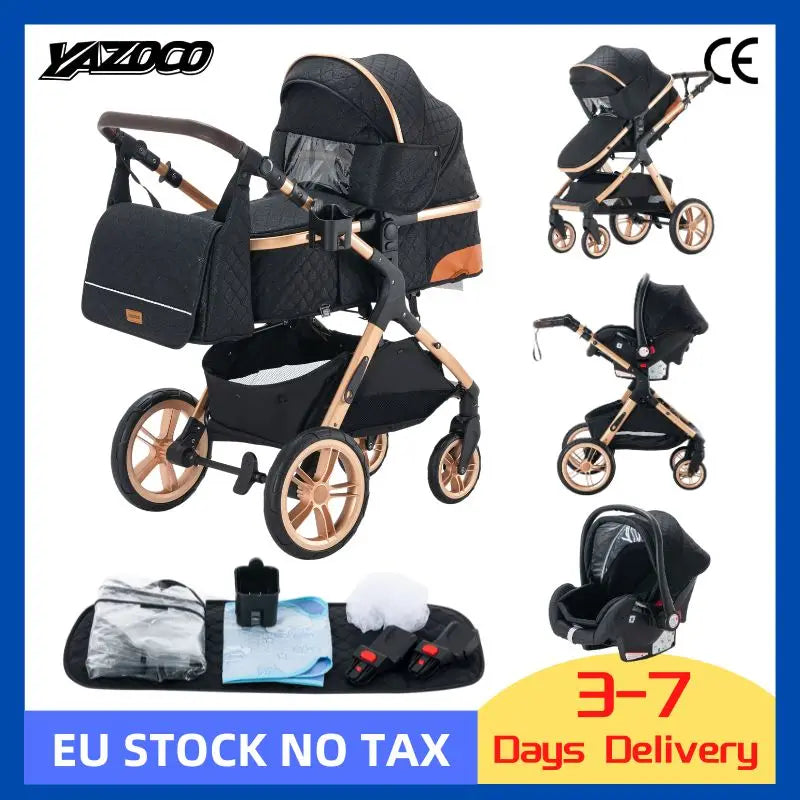 Baby Stroller 3 in 1 Multifunctional Stroller Easy Folding Travel Portable Baby Carriage Safety Seat EU Standard Free Shipping