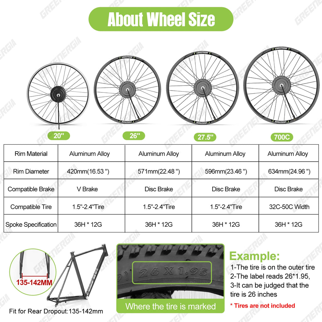 Bafang 48V 500W Front Rear Hub Motor Brushless Gear Bicycle Electric Bike Conversion Kit 20-29 Inch 700C Wheel Drive Engine