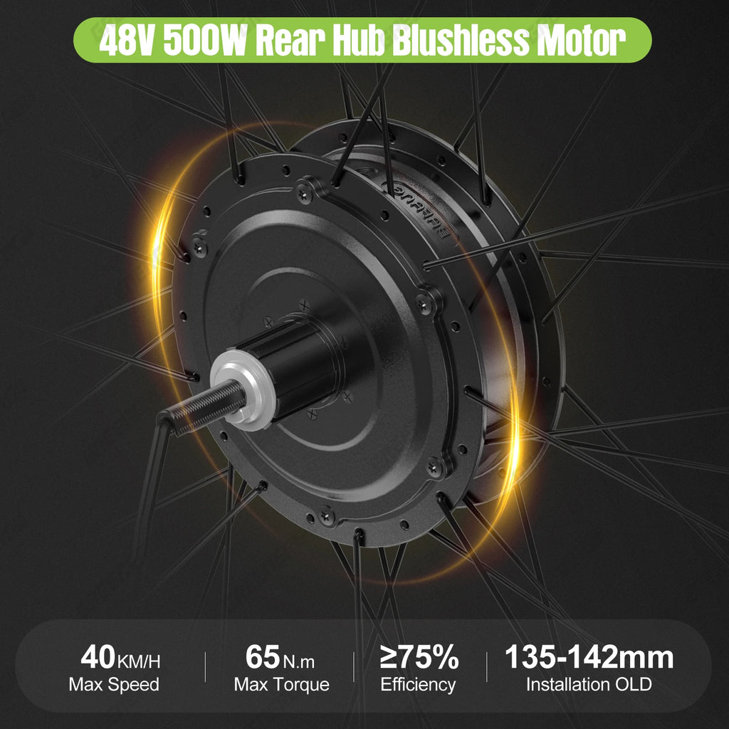 Bafang 48V 500W Front Rear Hub Motor Brushless Gear Bicycle Electric Bike Conversion Kit 20-29 Inch 700C Wheel Drive Engine
