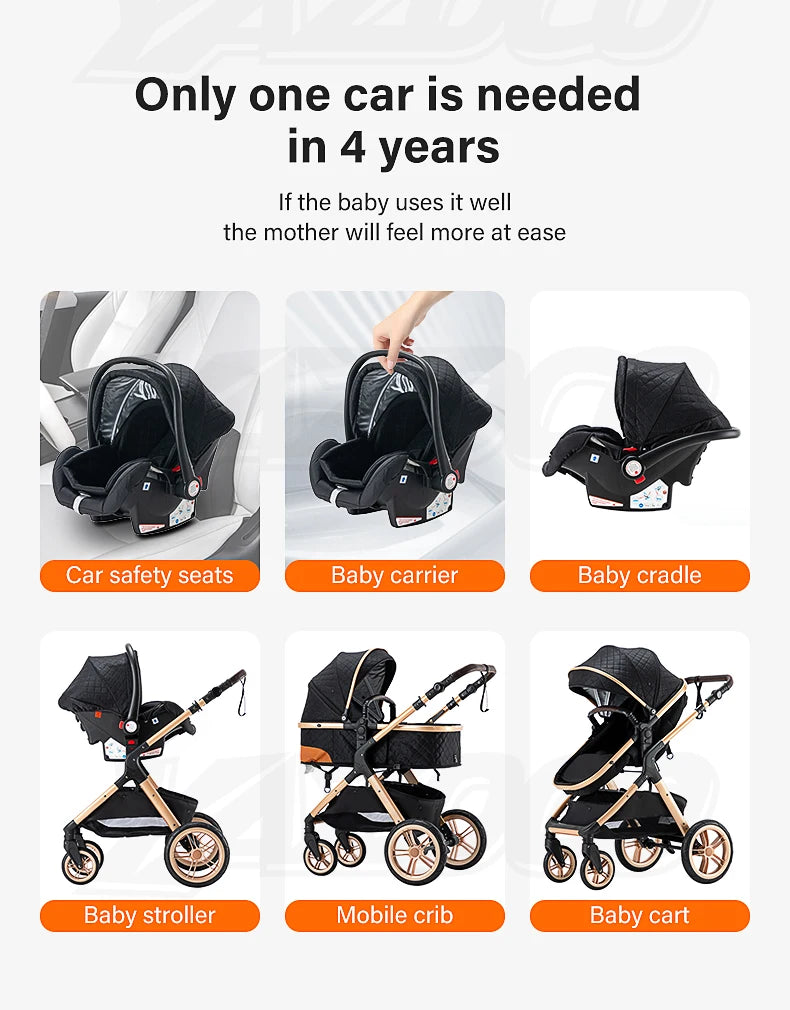 Baby Stroller 3 in 1 Multifunctional Stroller Easy Folding Travel Portable Baby Carriage Safety Seat EU Standard Free Shipping