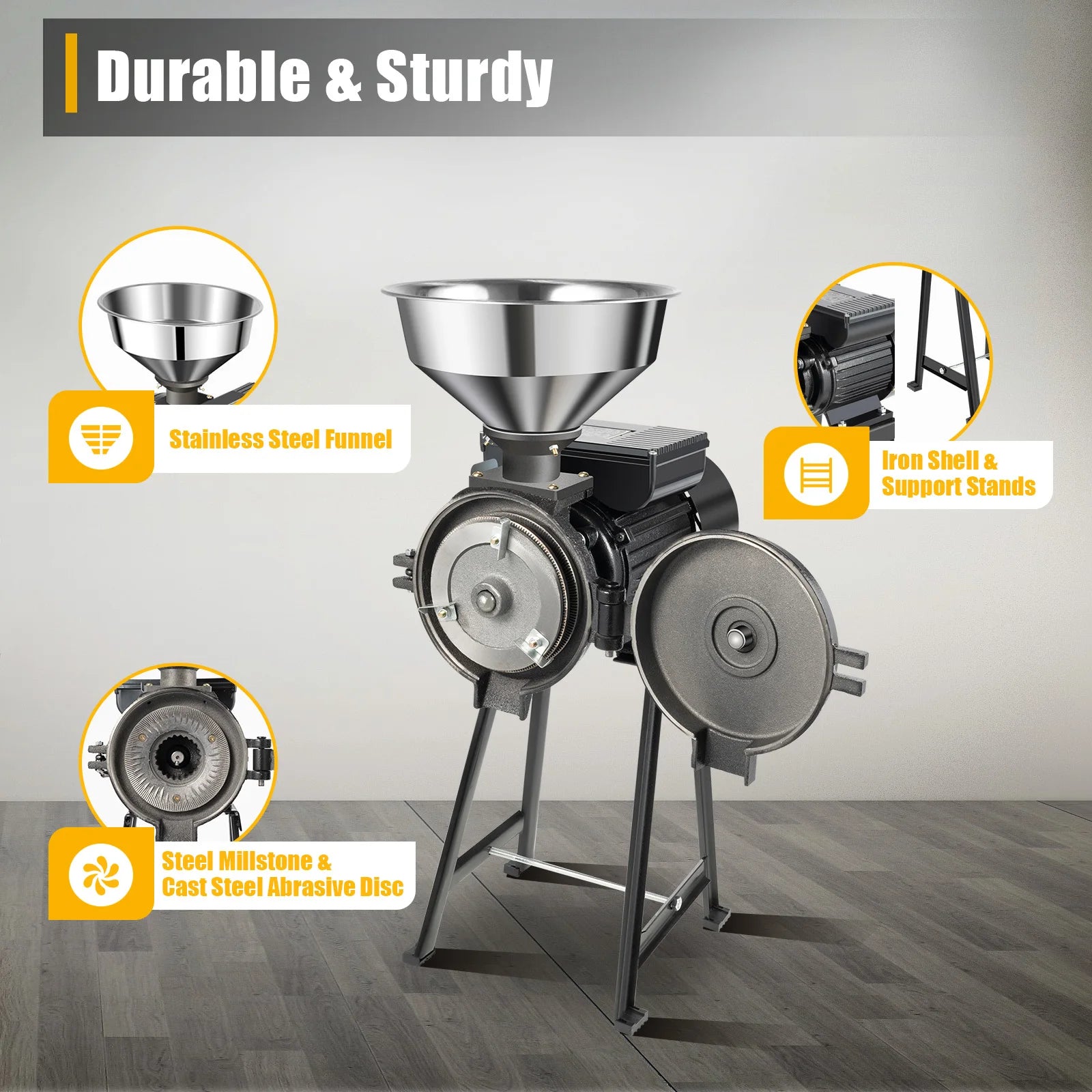 Electric Grain Mill,Dry Grain Wheat Grinder Coffee Bean Milling  and Grinding Machine ,with Stainless Steel Funnel,110/220V