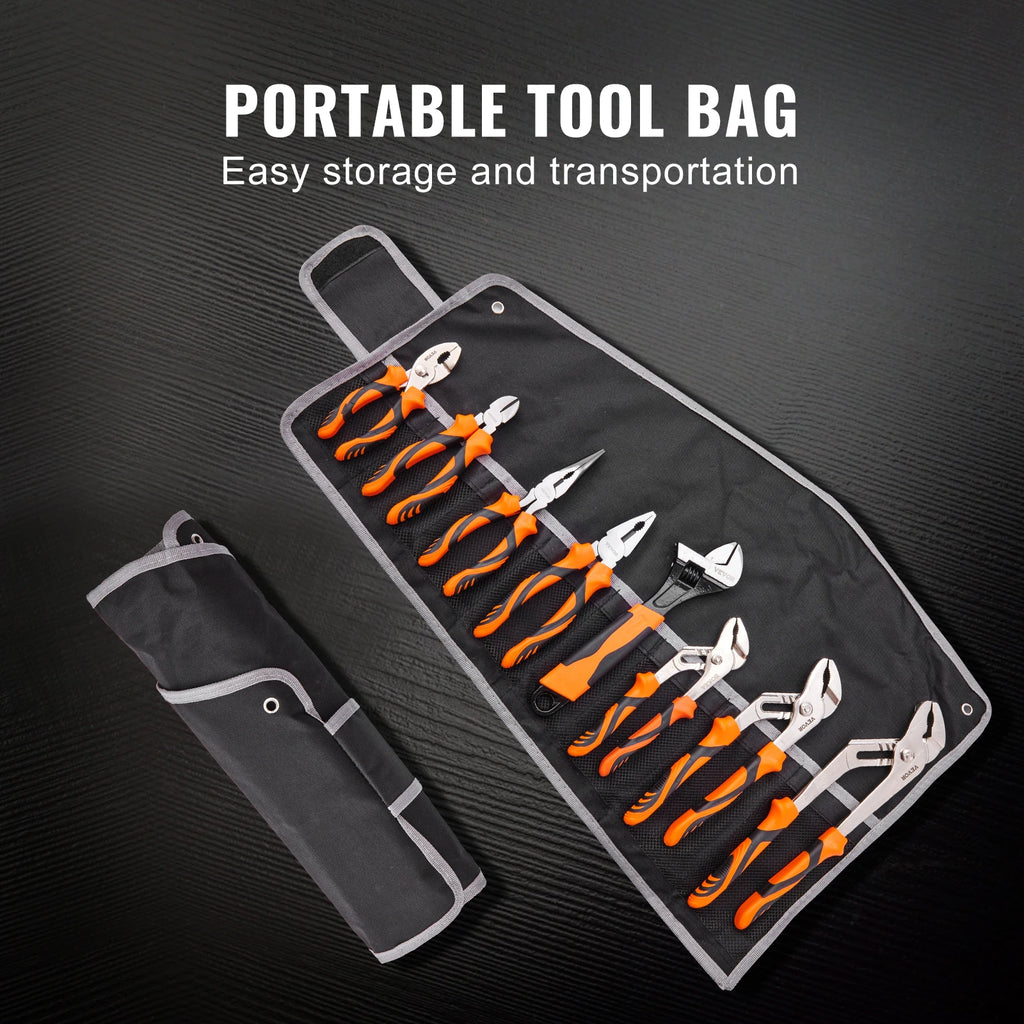 SucceBuy 8-Piece Pliers Set High Carbon Steel 12"/10"/8" Groove Joint Pliers 8" Linesman's Pliers 8" Long Nose Pliers