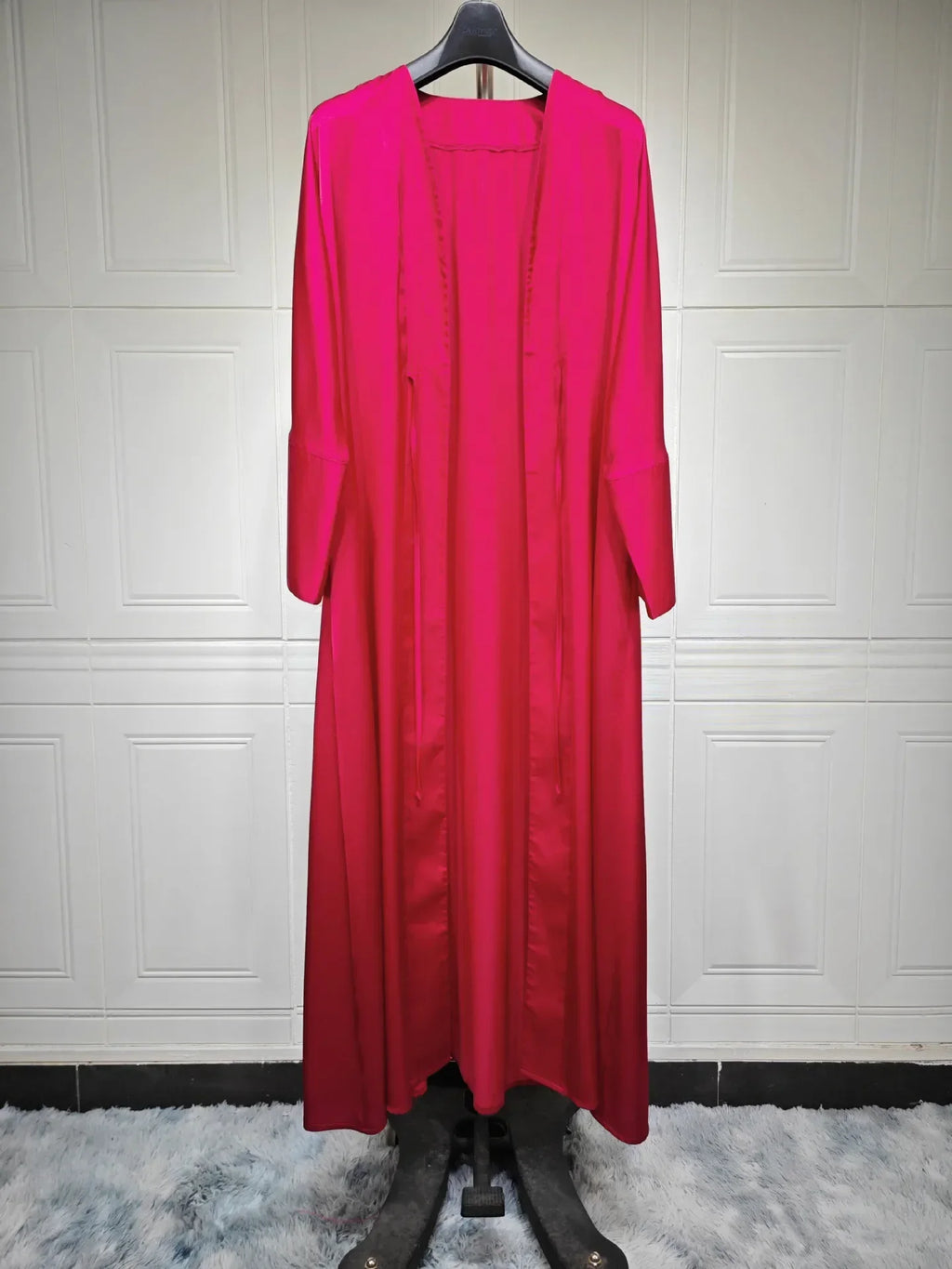 Muslim Women Pink Satin Kimono Abaya Damen Dubai Elegant Luxury Kaftan Modest Dress Islam Caftan Marocain Robe Femme Musulmane