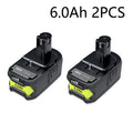 6000mAh For RYOBI 18V Li-Ion Replacement For Ryobi P108 P107 P108 RB18L50 RB18L20 Power Tool Rechargeable Battery And Charger
