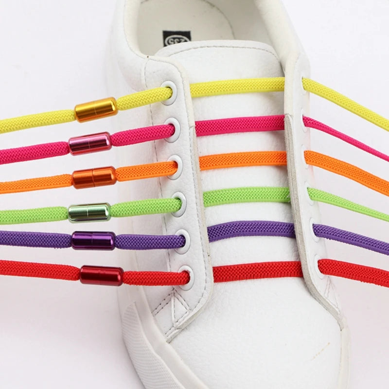 Round Shoelaces Capsule Buckle Aluminum Shoe Laces Without Ties Metal Lock Children And Adults Sneakers Shoelace Accessories