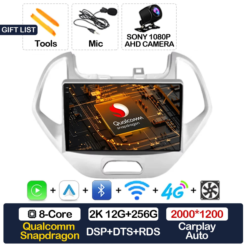 Android 15 Car Radio For Ford FIGO KA 2015 2016 2017 2018 2019 2020 GPS NAVI 4G LTE 5G WIFI QLED Multimedia Video Player 2DIN BT