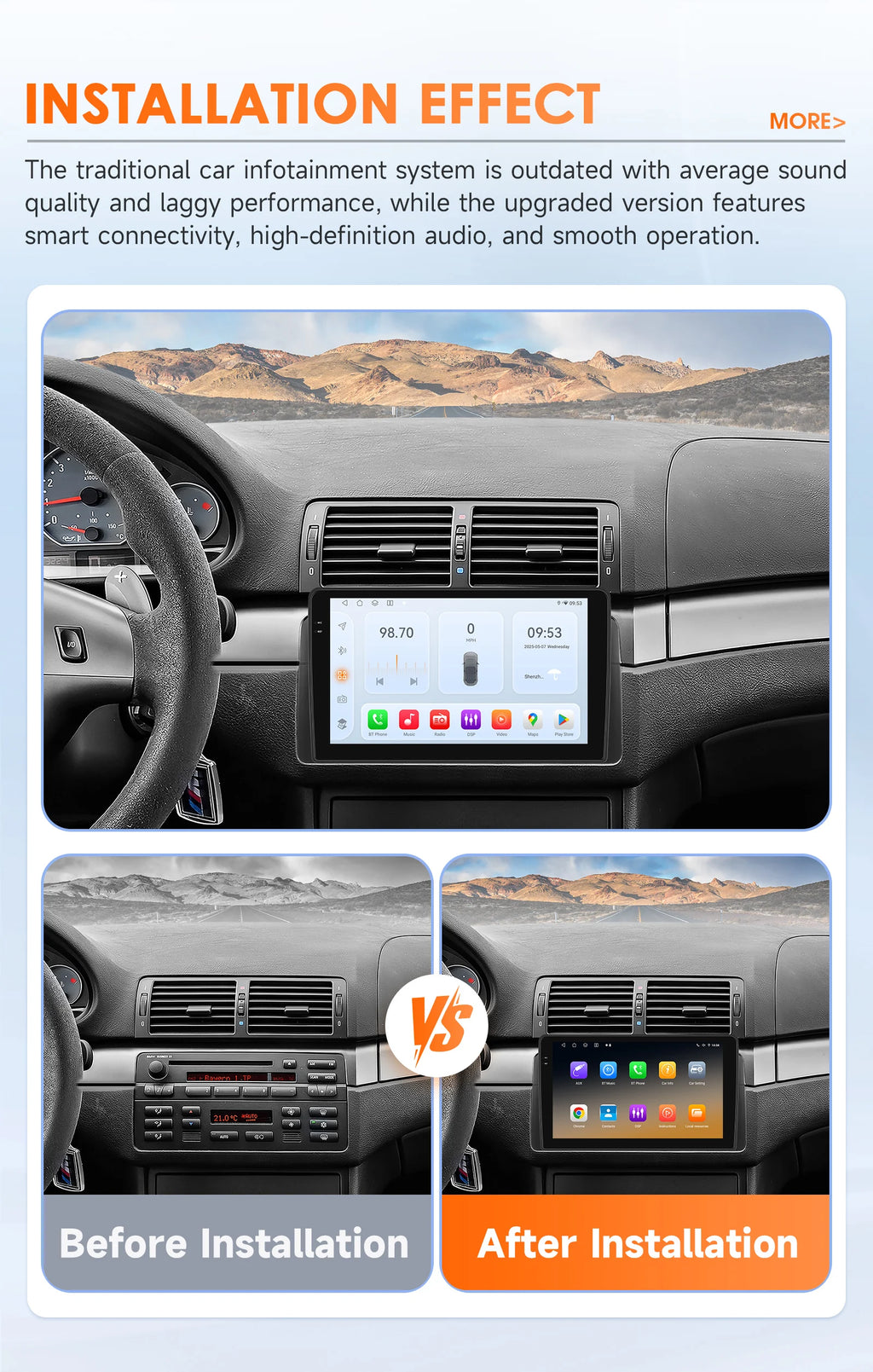 Hizpo Android Auto Car Multimedia Radio For BMW E46 M3 318/320/325/330/335 4G CarPlay GPS 2din Autoradio Navigation Wifi DSP RDS