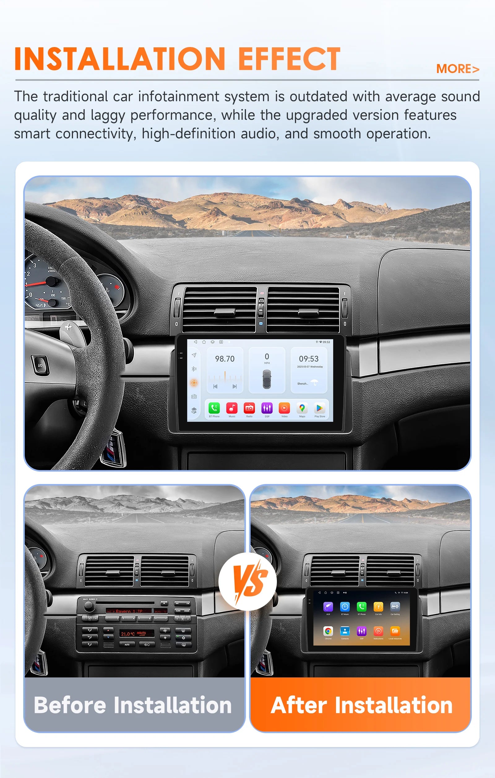 Hizpo Android Auto Car Multimedia Radio For BMW E46 M3 318/320/325/330/335 4G CarPlay GPS 2din Autoradio Navigation Wifi DSP RDS