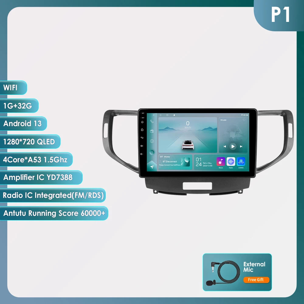 Android 12 for Honda Accord 8 Acura TSX 2008-2012 Auto radio Multimedia Video player GPS navigation Stereo 2din RDS DSP Carplay