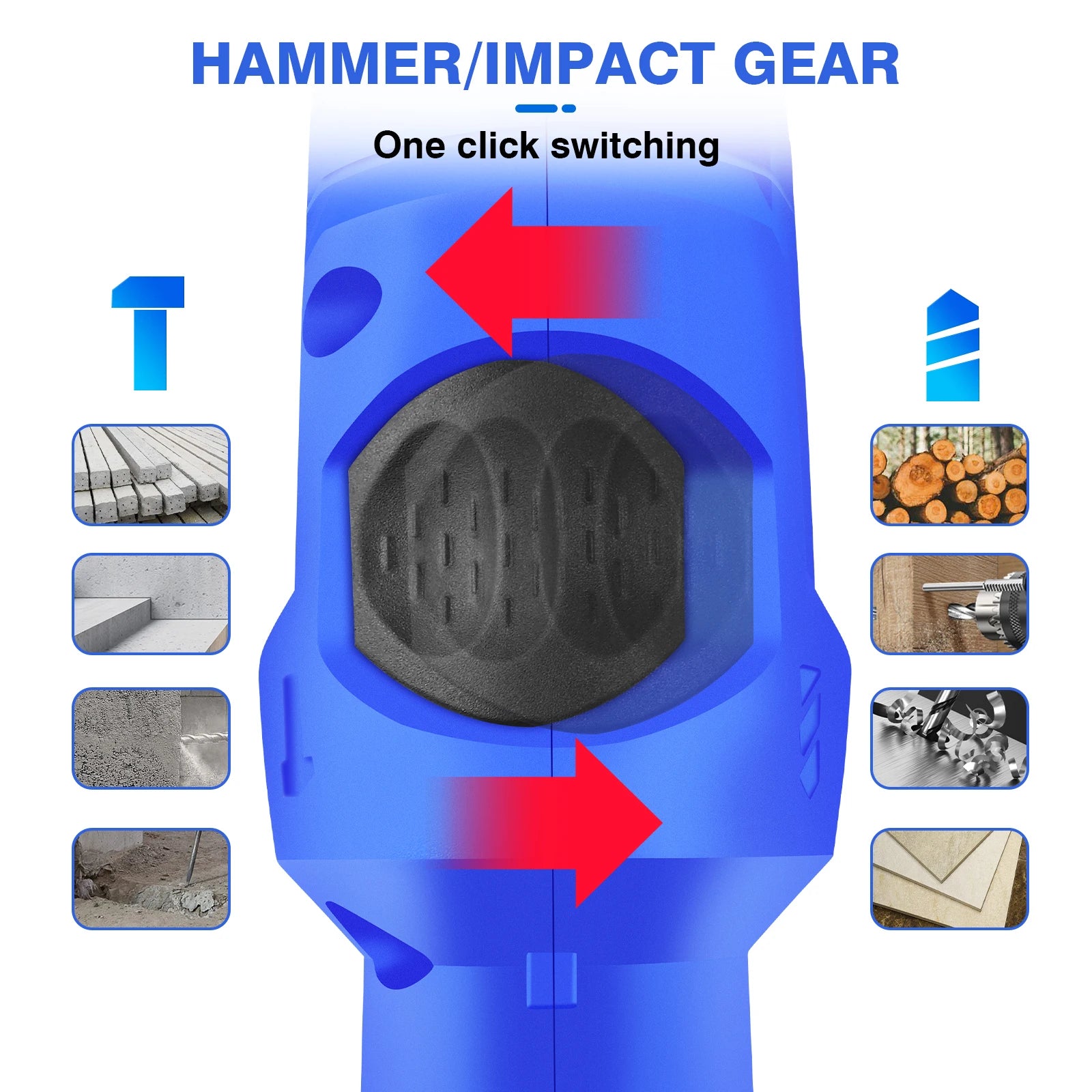 Power Electric Hammer Drill, 2 in 1 Function Rotary Hammer Drill, Variable Speed with Impact Drill Bit，360° Rotating Handle
