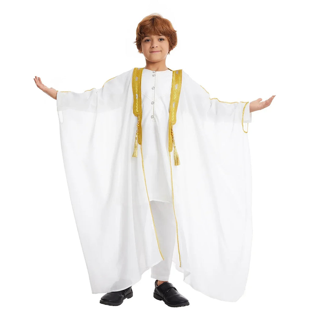 Muslim Saudi Arabian Boy Abaya Children Praying Islamic Clothing Kimono Middle Eastern Teen Dress Dubai New Fashion Classic