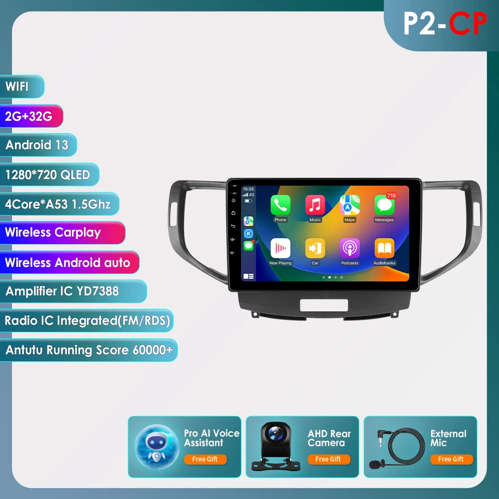 Android 12 for Honda Accord 8 Acura TSX 2008-2012 Auto radio Multimedia Video player GPS navigation Stereo 2din RDS DSP Carplay