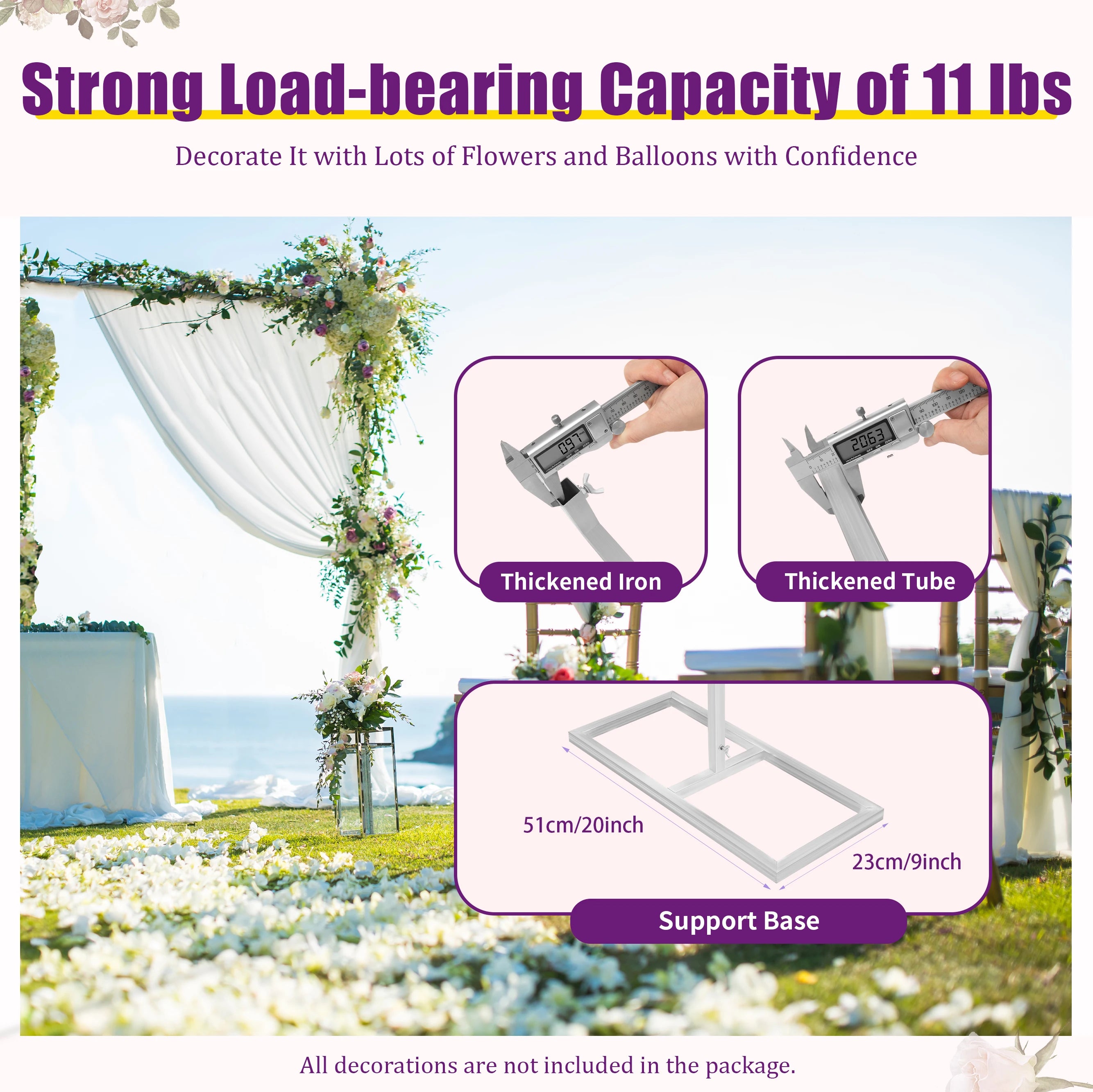 6 x 3m Backdrop Stand,Adjustable 10x20FT  Metal Arch Backdrop Stand for Parties Wedding Ceremony, Metal Arch Frame Decorate