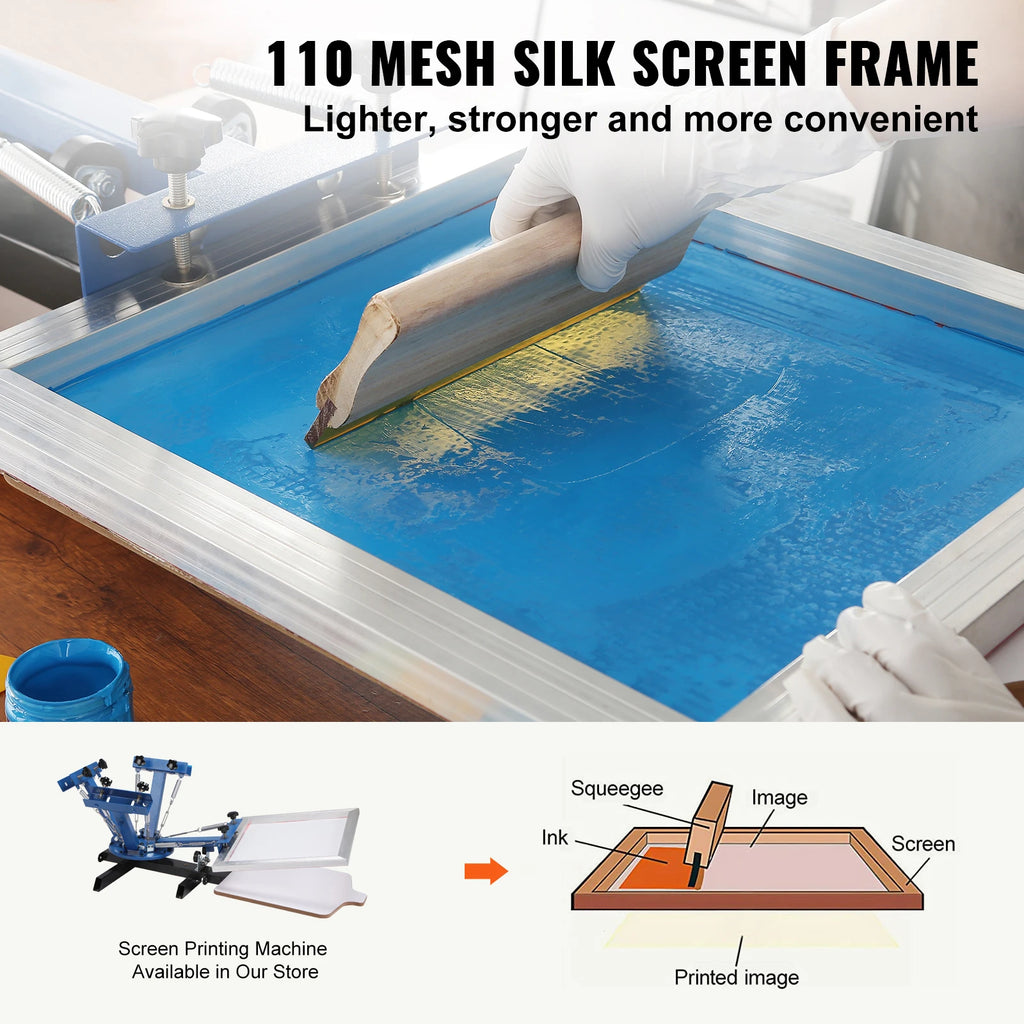 SucceBuy Screen Printing Kit 2/3 Pieces Aluminum Silk Screen Printing Frames 110 Count Mesh 5 Glitters and Screen Printing
