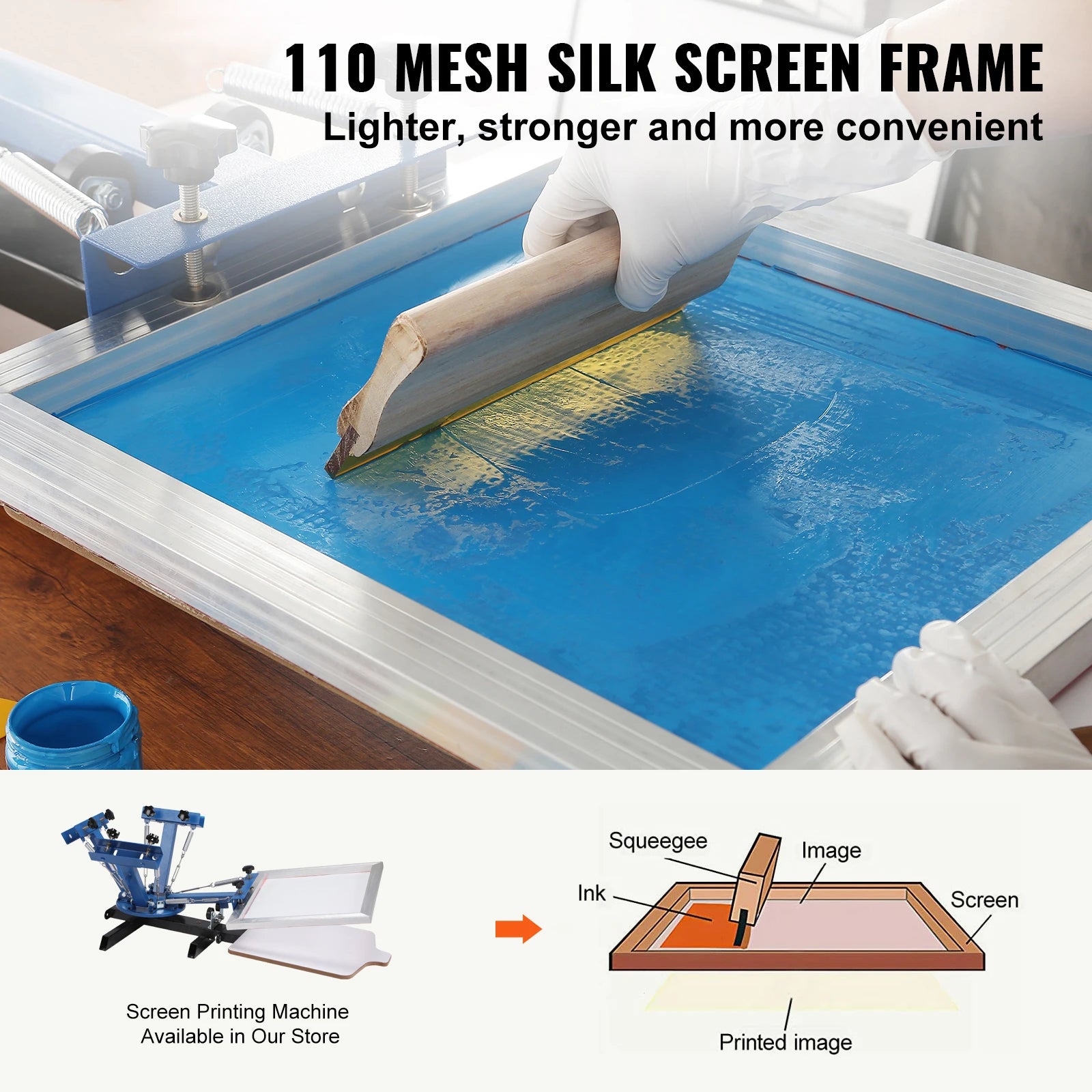 SucceBuy Screen Printing Kit 2/3 Pieces Aluminum Silk Screen Printing Frames 110 Count Mesh 5 Glitters and Screen Printing