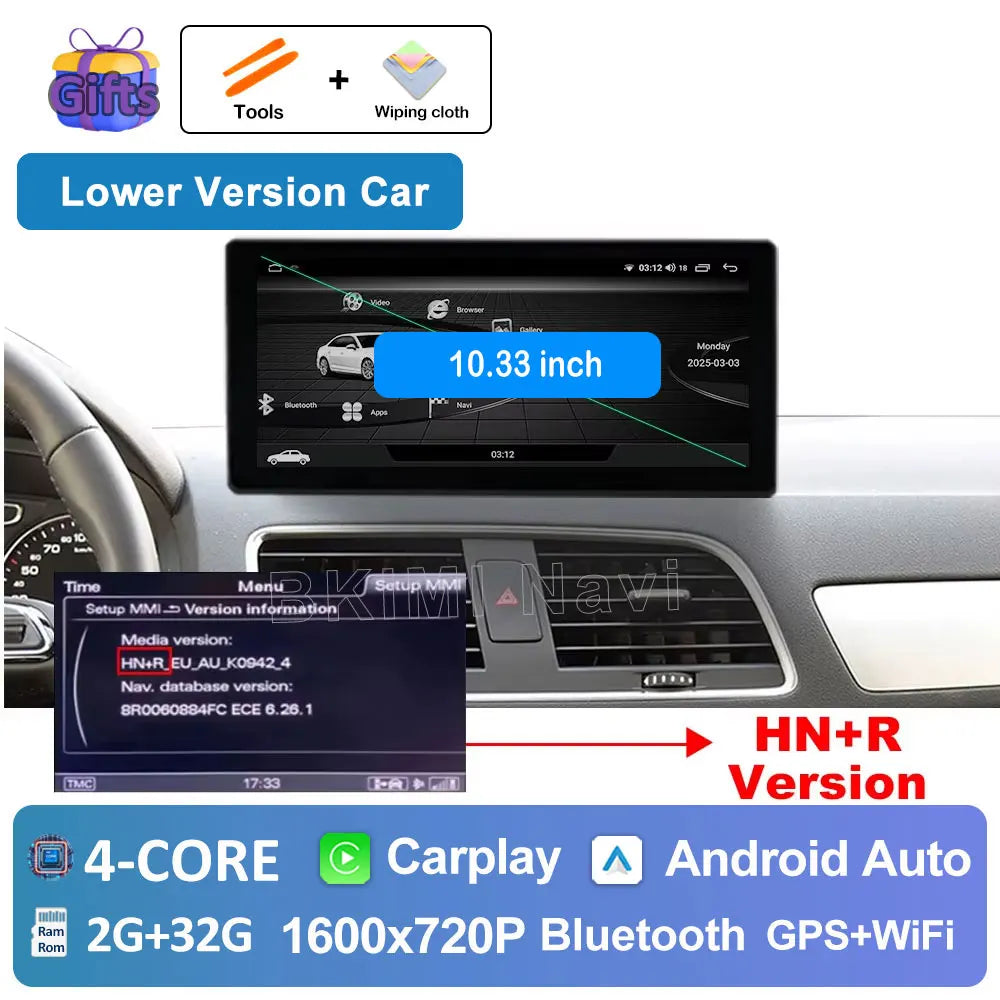 Android OS Car Radio for Audi Q3 2013 2014 2015 2016- 2018 Video Multimedia Player 4G GPS Navi Carplay Auto Accessories DSP BT