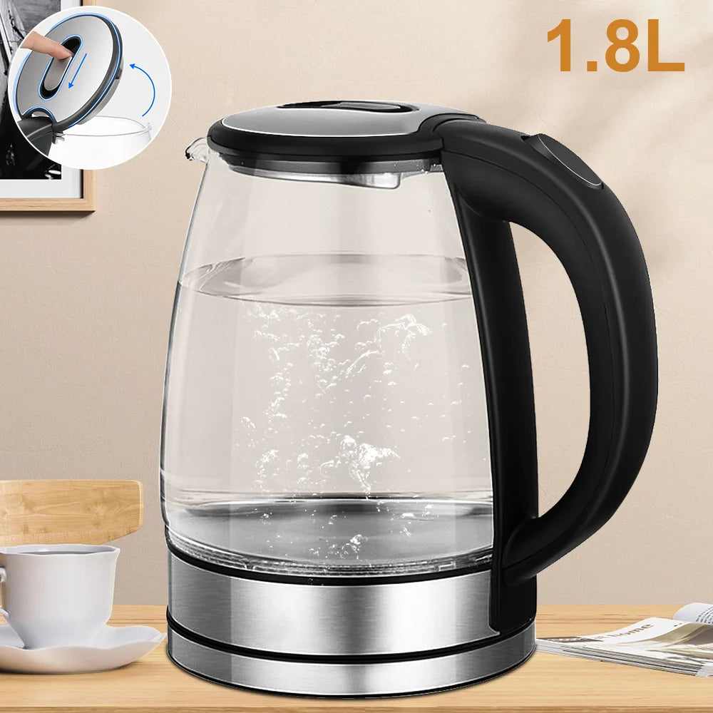 1.8L Electric Kettle Glass Tea Kettle Water Boiler 220V Auto Shut-Off Electric Kettle Home Kitchen Appliances