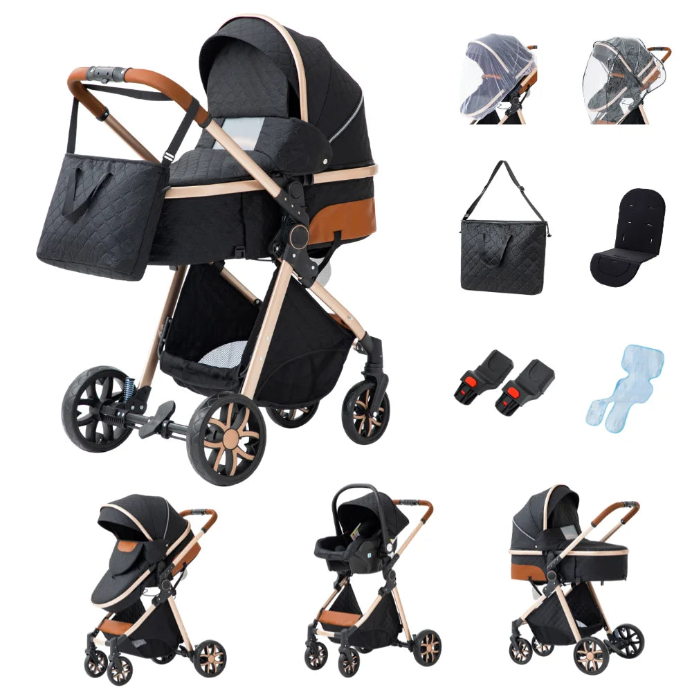 Baby Stroller 3 in 1 Multifunctional Stroller Easy Folding Travel Portable Baby Carriage Safety Seat EU Standard Free Shipping