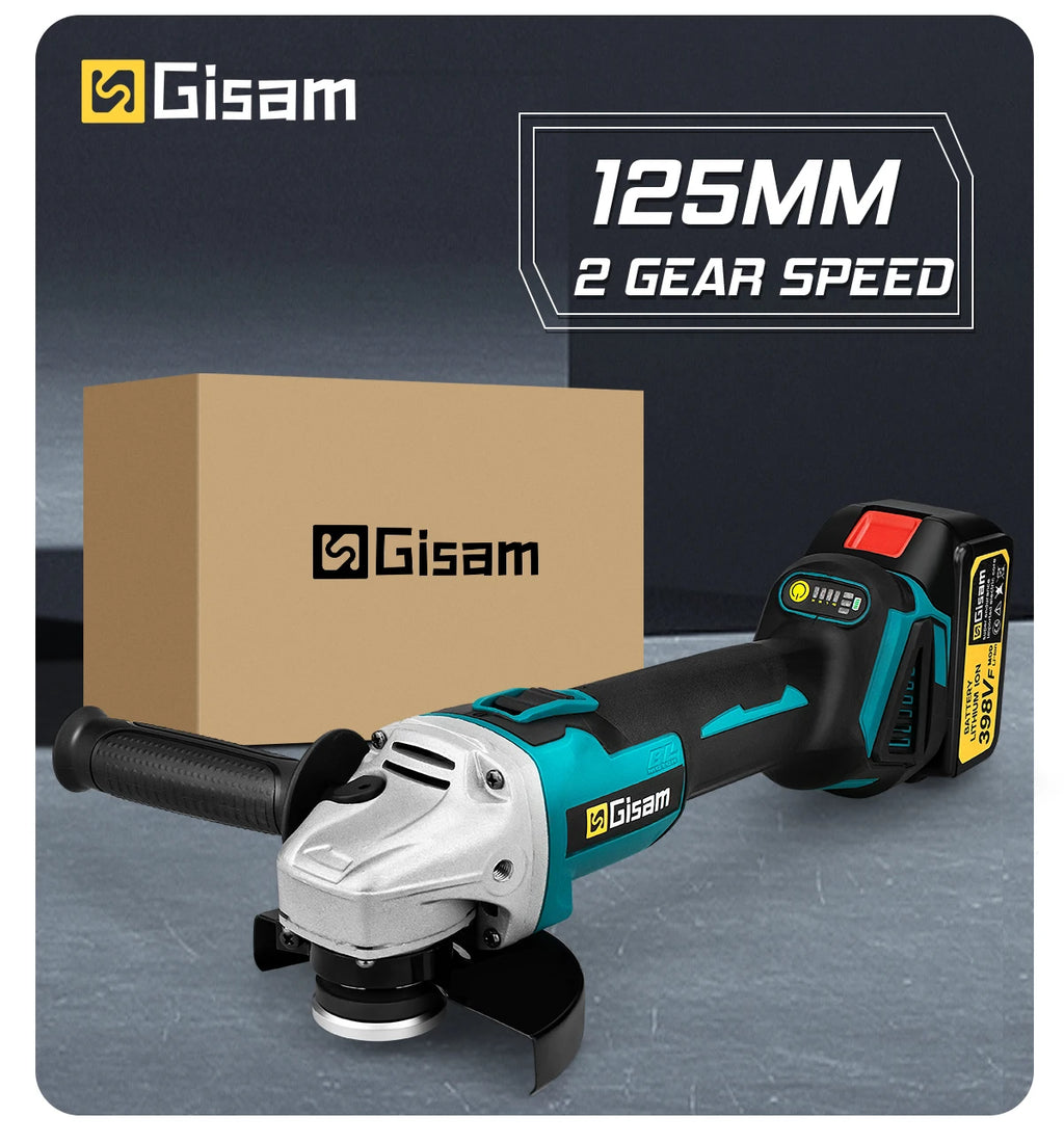 Gisam 125MM Brushless Electric Angle Grinder Variable Speed M14 Cutting Machine Woodworking Tool for Makita 18v Battery Pin